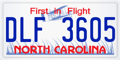 NC license plate DLF3605