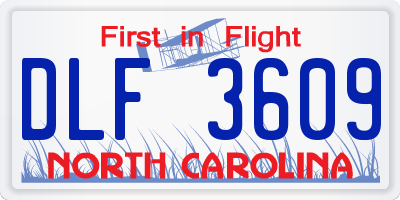 NC license plate DLF3609