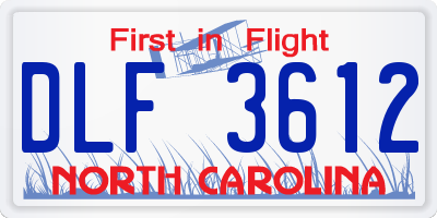 NC license plate DLF3612