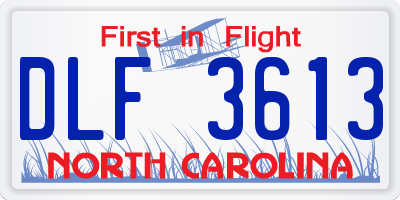 NC license plate DLF3613