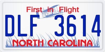NC license plate DLF3614
