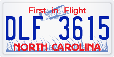 NC license plate DLF3615