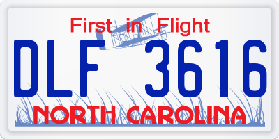 NC license plate DLF3616