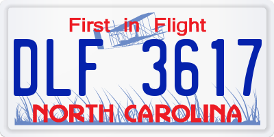 NC license plate DLF3617