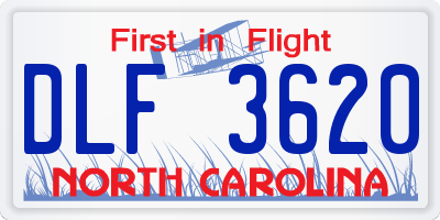 NC license plate DLF3620