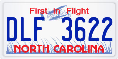 NC license plate DLF3622