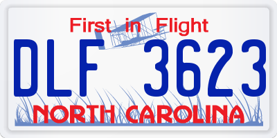 NC license plate DLF3623