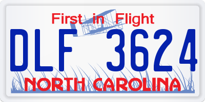 NC license plate DLF3624
