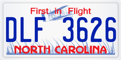 NC license plate DLF3626