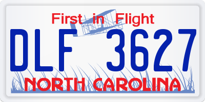 NC license plate DLF3627