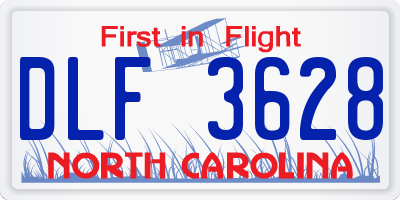 NC license plate DLF3628