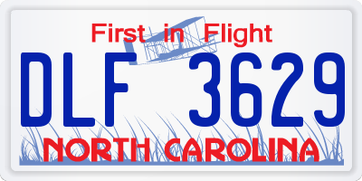 NC license plate DLF3629