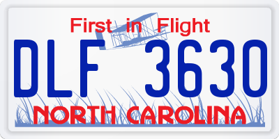 NC license plate DLF3630