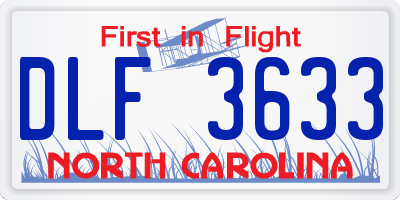 NC license plate DLF3633