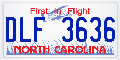 NC license plate DLF3636
