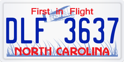 NC license plate DLF3637