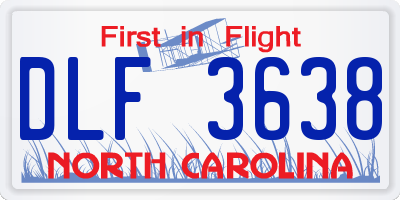 NC license plate DLF3638