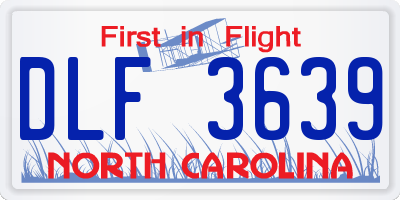 NC license plate DLF3639