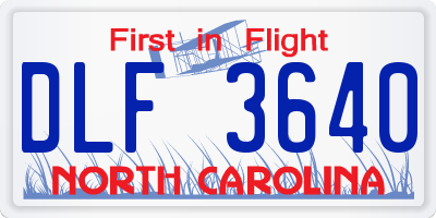 NC license plate DLF3640