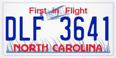 NC license plate DLF3641