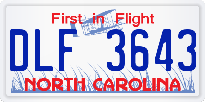 NC license plate DLF3643