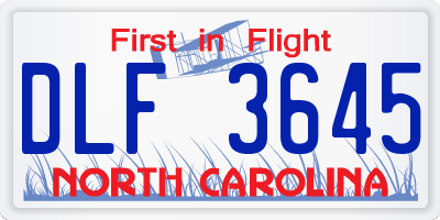 NC license plate DLF3645