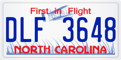 NC license plate DLF3648