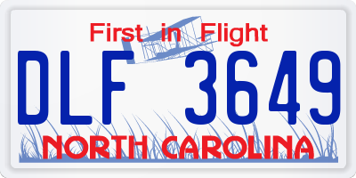 NC license plate DLF3649