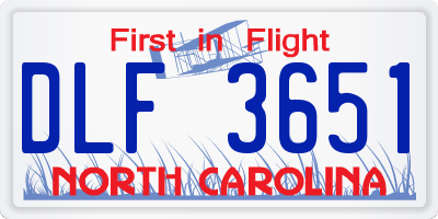 NC license plate DLF3651