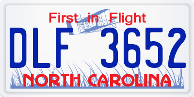 NC license plate DLF3652