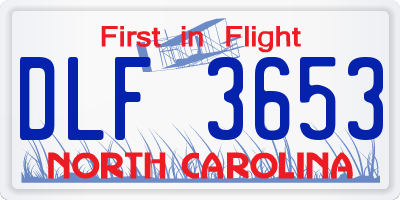 NC license plate DLF3653