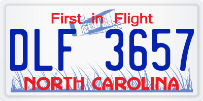 NC license plate DLF3657
