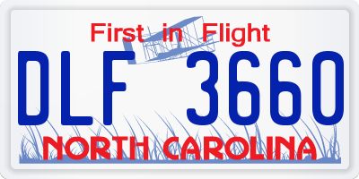 NC license plate DLF3660