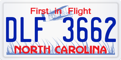 NC license plate DLF3662