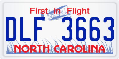 NC license plate DLF3663