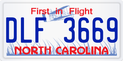 NC license plate DLF3669