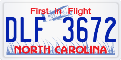NC license plate DLF3672