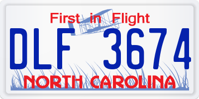 NC license plate DLF3674