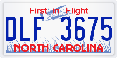 NC license plate DLF3675