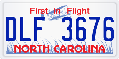 NC license plate DLF3676