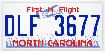 NC license plate DLF3677