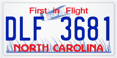 NC license plate DLF3681