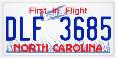 NC license plate DLF3685