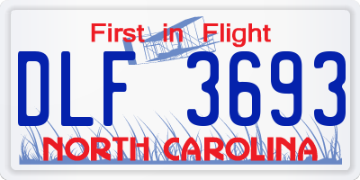 NC license plate DLF3693