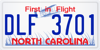 NC license plate DLF3701