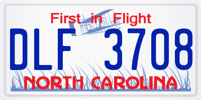 NC license plate DLF3708