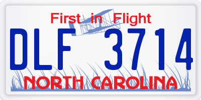 NC license plate DLF3714