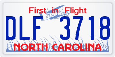 NC license plate DLF3718