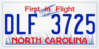 NC license plate DLF3725