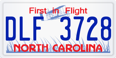 NC license plate DLF3728